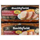 I - 2 Smithfield Applewood Smoked Bacon Pork Loin Filets, 22 oz Each