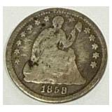 1858 Seated Liberty Half Dime