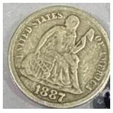 1887 Seated Liberty Dime