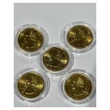 Lot of 5  24kt Gold Plated Quarters