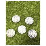 Lot of 5 Mercury Dimes