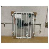 Babelio 27-45" No Bottom Bar Baby/Dog Gate with Easy Installation, 2-in-1 Auto Close Design, Suitable for The House, Stairs, and Doorways, Safety Pet Gates with Large Walk-Thru Door, White