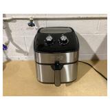 Wolfgang Puck 9.7QT Stainless Steel Air Fryer, Large Single Basket Design, Simple Dial Controls, Nonstick Interior