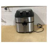 Wolfgang Puck 9.7QT Stainless Steel Air Fryer, Large Single Basket Design, Simple Dial Controls, Nonstick Interior
