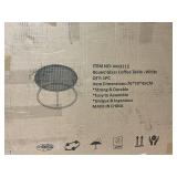 Round Glass Coffee Table for Living Room,Minimalist Modern Center Table with Metal Frame for Small Space,Easy Assembly,27 x 27In, White  (Missing Parts, No Middle Bars)