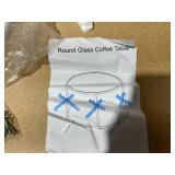 Round Glass Coffee Table for Living Room,Minimalist Modern Center Table with Metal Frame for Small Space,Easy Assembly,27 x 27In, White  (Missing Parts, No Middle Bars)