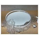 Round Glass Coffee Table for Living Room,Minimalist Modern Center Table with Metal Frame for Small Space,Easy Assembly,27 x 27In, White  (Missing Parts, No Middle Bars)