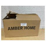 Amber Home 24 Pack 14.17" Solid White Wooden Pant Skirt Hangers with Gold Hook, Bottom Hangers for Slacks Trousers Jeans with 2-Adjustable Gold Clips (White, 24 Pack)