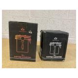 LOT OF 2 Coffee canister set for ground coffee with Date Tracker Travel Coffee jar,Stainless Steel Kitchen Food Airtight storage container for Coffee Beans or Grounds,Tea,Sugar (22oz and 16 oz