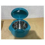 LOT OF 3 Kitchen HQ Large & Small Thermal Microwaveable Insulated Bowls w/Lids Teal