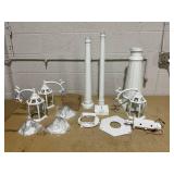 Dusk to Dawn Sensor Outdoor Lamp Post Light 3-Head, Classic White Light Pole with Clear Glass Panels (3 LED Bulbs Included, Max.100W), Waterproof Outside Street Light for Backyard, Garden, Driveway (T