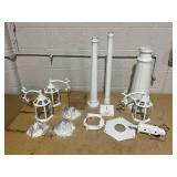 Dusk to Dawn Sensor Outdoor Lamp Post Light 3-Head, Classic White Light Pole with Clear Glass Panels (3 LED Bulbs Included, Max.100W), Waterproof Outside Street Light for Backyard, Garden, Driveway (T