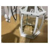 Dusk to Dawn Sensor Outdoor Lamp Post Light 3-Head, Classic White Light Pole with Clear Glass Panels (3 LED Bulbs Included, Max.100W), Waterproof Outside Street Light for Backyard, Garden, Driveway (T