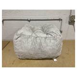 HIGOGOGO Square Stuffed Pouf Ottoman, Corduroy Poufs with Foam Chunk Filling, Furry and Fluffy Pouf Foot Stool Storage Ottoman, 21 X 21 X 13 Floor Poufs Foot Rest for Living Room, Beige