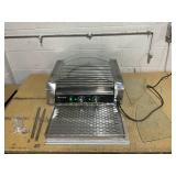 Seeutek Hot Dog Roller 1800W Stainless Hot Dog Machine W/Dual Temp Control Glass Hood Acrylic Cover Warmer Shelf Removable Oil Drip Tray