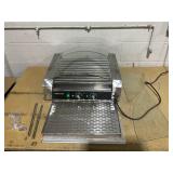 Seeutek Hot Dog Roller 1800W Stainless Hot Dog Machine W/Dual Temp Control Glass Hood Acrylic Cover Warmer Shelf Removable Oil Drip Tray