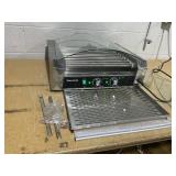 Seeutek Hot Dog Roller 1800W Stainless Hot Dog Machine W/Dual Temp Control Glass Hood Acrylic Cover Warmer Shelf Removable Oil Drip Tray