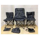 LOT OF 3 Portable Folding Camping Chairs Black