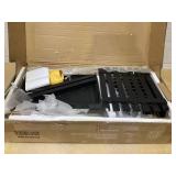 Costway Compact Kitchen Island Cart, Stainless Steel Top, Solid Wood Frame, Black