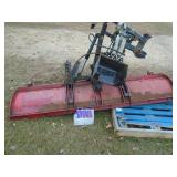 8' Quick Attach snow plow. Has broken bracket as shown in pictures. Used but decent condition. As shown.
