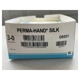 Ethicon D8551 3-0 (2.0 Metric) 30" SH 26mm 1/2c Taper Perma-Hand Silk - Black Braided, Control Release, Single Strand Delivery - Exp 9/25