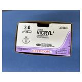 Ethicon J784G 3-0 (2 Metric) 27" SH 25mm 1/2c Taper Coated Vicryl Polyglactin 910 Violet Braided Suture - Exp 10/26