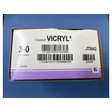 Ethicon J784G 3-0 (2 Metric) 27" SH 25mm 1/2c Taper Coated Vicryl Polyglactin 910 Violet Braided Suture - Exp 10/26