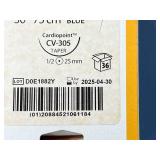 Covidien 3185-31 4-0 (1.5 Metric) 30" Cardiopoint CV-305 Taper 1/2 25mm Ti-Cron Coated Blue Braided Polyester Suture - Exp 4/25