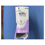 Ethicon J371H 1 (1.0 Metric) 36" CTX 48mm 1/2c Taper Coated Vicryl Polyglactin 910 Violet Braided Suture - Exp 9/30