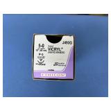 Ethicon J493G 5-0 (1 Metric) 18" P-3 13mm 3/8c Coated Vicryl Undyed Braided Suture - Reverse Cutting, MultiPass Needles - 9/25