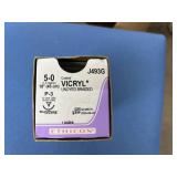 Ethicon J493G 5-0 (1 Metric) 18" P-3 13mm 3/8c Coated Vicryl Undyed Braided Suture - Reverse Cutting, MultiPass Needles - 9/25