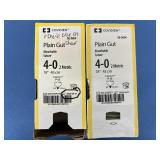 Lot of 2 Covidien SG-5654 36-Pack 4-0 (2 Metric) 18" Edgellant P-13 Cutting 3/8 13mm Plain Gut Absorbable Suture - Exp 5/25 10/25