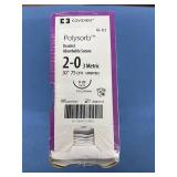 Covidien GL-323 2-0 (3 Metric) 30" Undyed V-20 Taper 1/2 26mm Polysorb Briaded Absorbable Suture - Exp 7/29