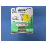Ethicon 1716G 8-0 (0.4 Metric) 12" Ethilon Black Monofilament Nylon Suture - Ethalloy Needle Alloy Micro-Point Surgical Needle - Exp 12/24