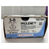 Ethicon 8976H 36-Pack 3-0 V-7 26mm 1/2c PROLENE Polypropylene Blue Monofilament Non-Absorbable Suture - Tapercut Surgical Needle, Ethalloy Needle Alloy - Exp 11/24