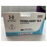 Ethicon D8551 3-0 (2.0 Metric) 30" SH 26mm 1/2c Taper Perma-Hand Silk - Black Braided, Control Release, Single Strand Delivery - Exp 9/25