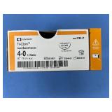Covidien 3185-31 4-0 (1.5 Metric) 30" Cardiopoint CV-305 Taper 1/2 25mm Ti-Cron Coated Blue Braided Polyester Suture - Exp 4/25