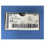 Covidien VL0CL0123 12-Pack 4-0 1.5 Metric 18" Edgellant P-14 Cutting 3/8 24mm V-Loc 180 Absorbable Wound Closure Device - Exp 4/26