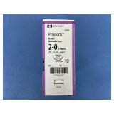 Covidien CL-823 36-Pack 2-0 (3 Metric) 30" ReliaPoint C-14 Cutting 3/8 24mm Polysorb Violet Braided Absorbable Suture - Exp 5/28