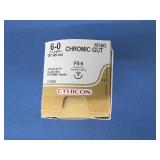Ethicon 1816G 6-0 (1.0 Metric) 18" PS-6 10mm 1/2c Chromic Gut Suture - Reverse Cutting, Ethalloy Needle Alloy, PS Prime Needle - Exp 4/25