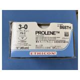 Ethicon 8687H 3-0 PS-2 18" 19mm 3/8c PROLENE Polypropylene Blue Monofilament Non-Absorbable Suture - MultiPass Needles, Prime Needle, Ethalloy Needle Alloy - Exp 12/29