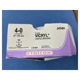 Ethicon J434H 4-0 (1.5 Metric) 27" TF 13mm 1/2c Taper Coated Vicryl Undyed Braided - Ethalloy, Needle Alloy - Exp 4/25