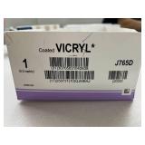 Ethicon J765D 1 (4 Metric) 18" CTX 48mm 1/2c Taper Coated Vicryl Polyglactin 910 Violet Braided Suture - Control Release, Single Strand Delivery - Exp 7/25