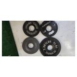 Three 2.5LB 2-Inch and 0ne 5LB  Weight Plates (Used)