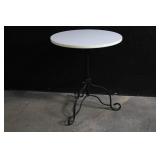 Round Bistro Side Table with Metal Base
