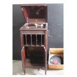 Columbia Grafonola Floor Model Phonograph with Records and Extra Needles