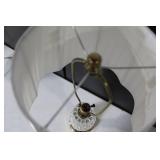 Set of 3 Table Lamps with Shades - Brass, Glass, and Wood Accents