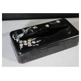 Vintage Metal Bath Set with Hand Painted Floral Design