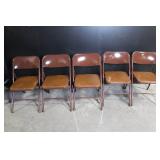 Set of 5 Samsonite Brown Folding Chairs
