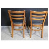 Pair of Wooden Dining Chairs with Black Seats